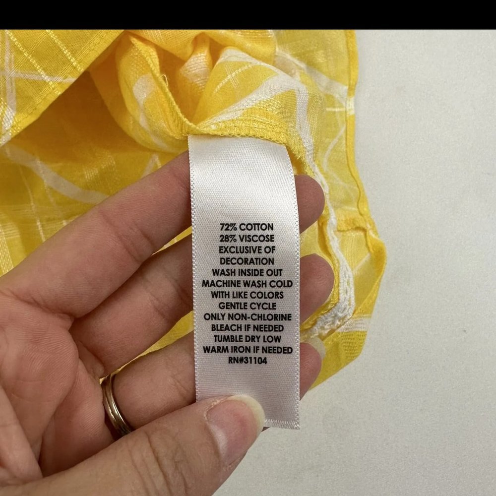 Crown & Ivy Yellow White print Wide Strap Sleeveless Tank Top Cotton XXL - Picture 9 of 10